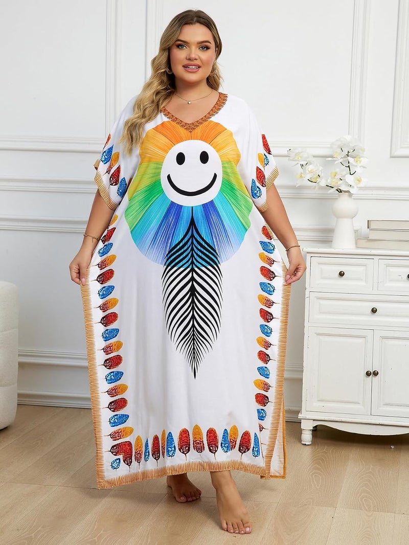IMAGEKOPE Kaftan Dresses for Women Plus Size Bathing Suit Cover up Caftan Maxi Beach Dresses - Image 3
